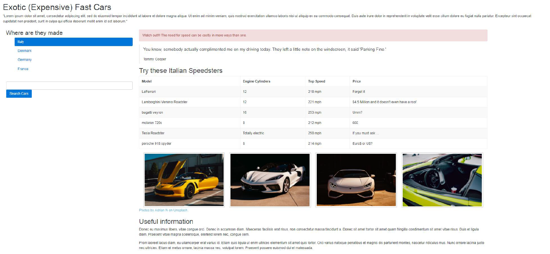Solved Create the web page shown below. Use Bootstrap for | Chegg.com
