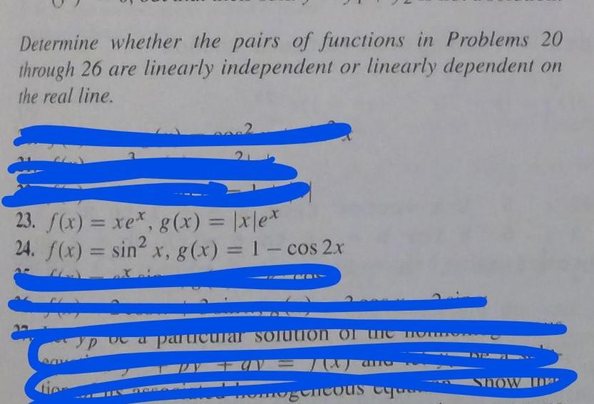 Solved Determine whether the pairs of functions in Problems | Chegg.com