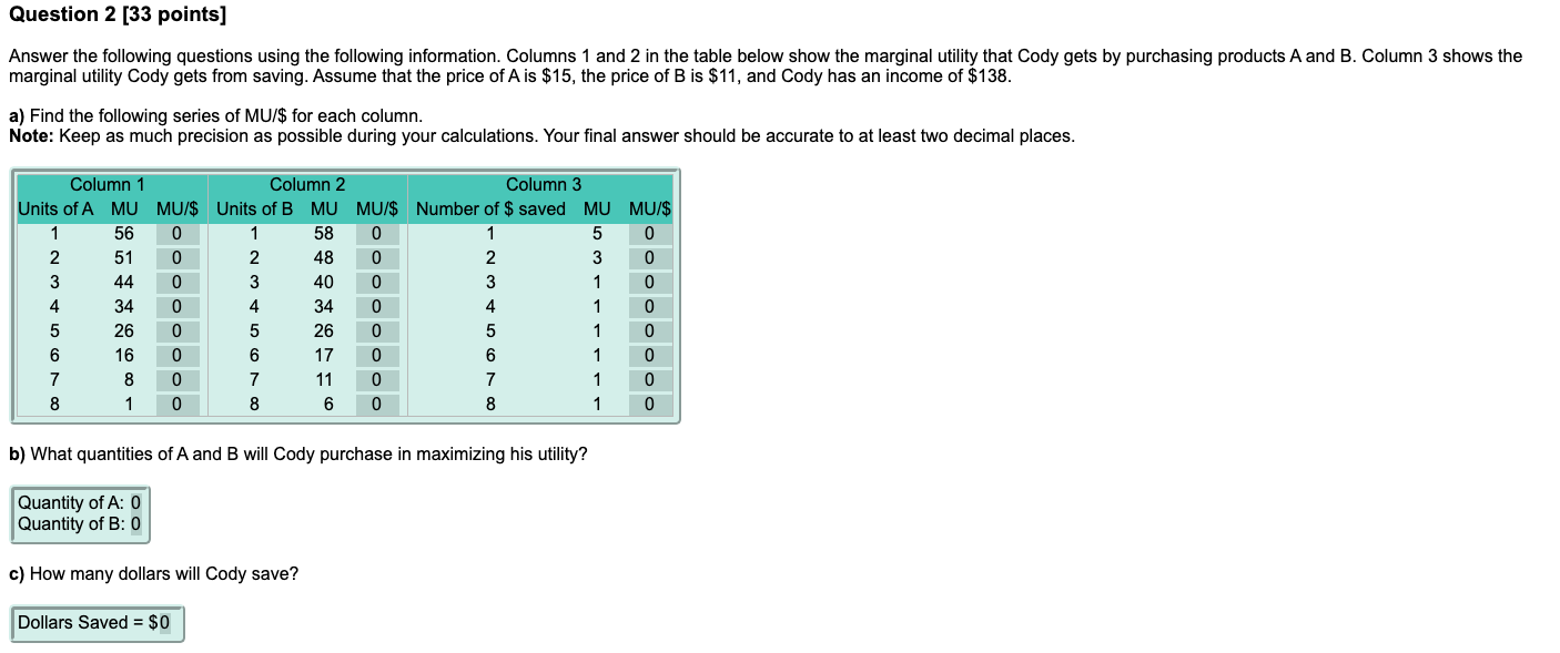Solved Question 2 [33 points] Answer the following questions | Chegg.com