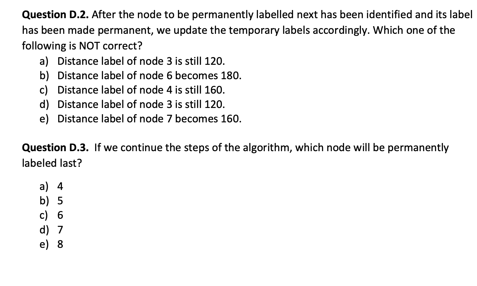 Solved In the below undirected network, the shortest path | Chegg.com