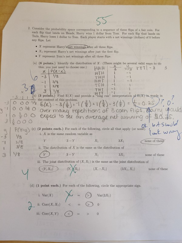Solved 2. Consider the probability space corresponding to a | Chegg.com