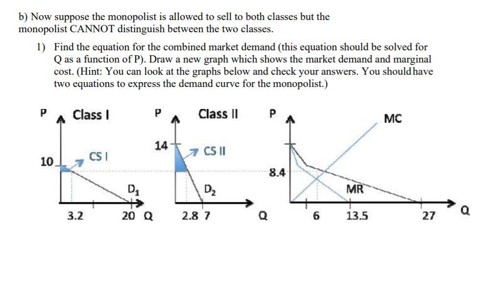 Solved b) Now suppose the monopolist is allowed to sell to | Chegg.com