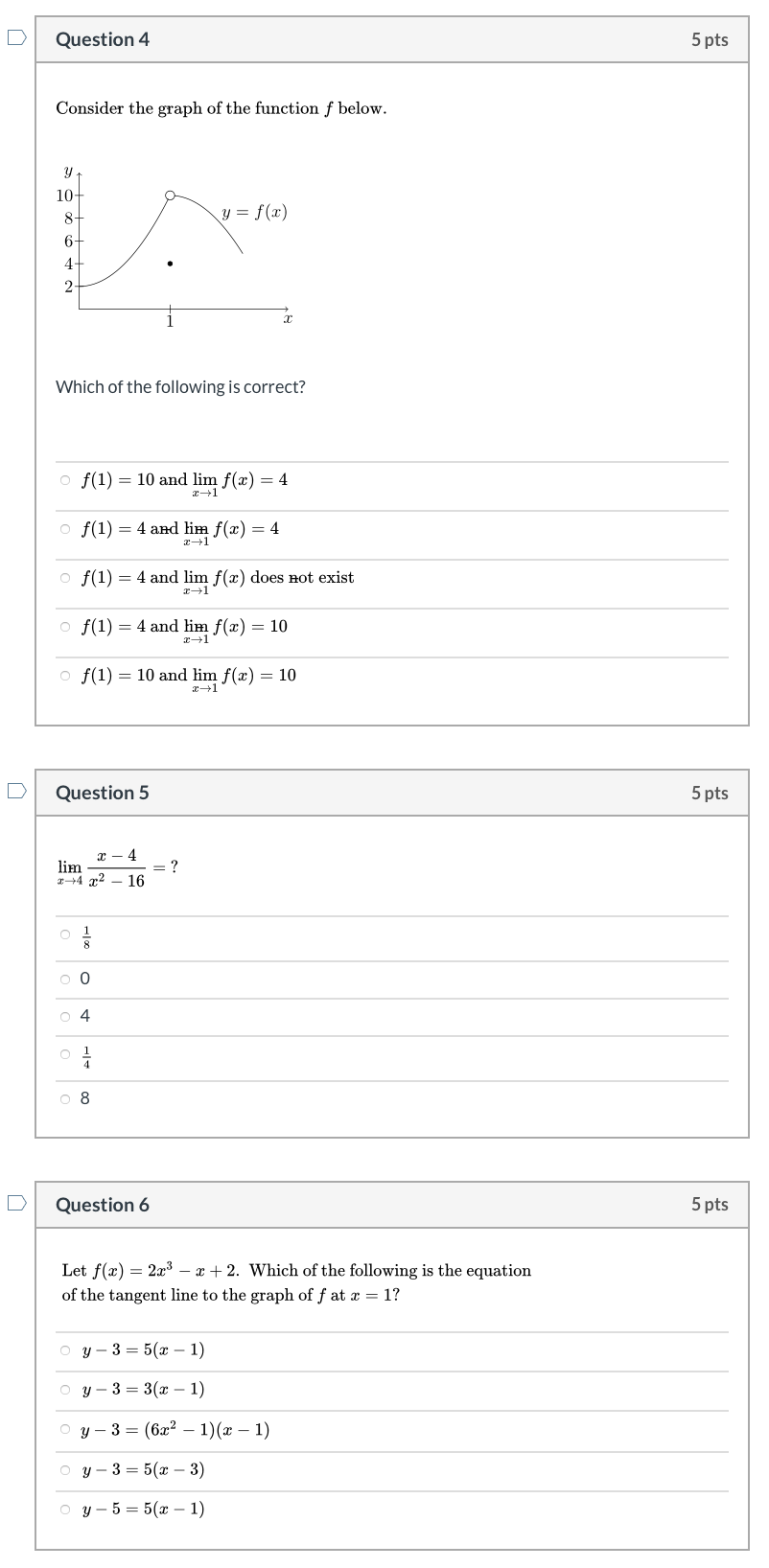 Solved Question 4 5 pts Consider the graph of the function f | Chegg.com