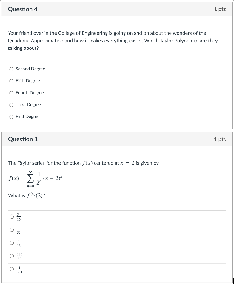 Solved Question 4 1 pts Your friend over in the College of | Chegg.com