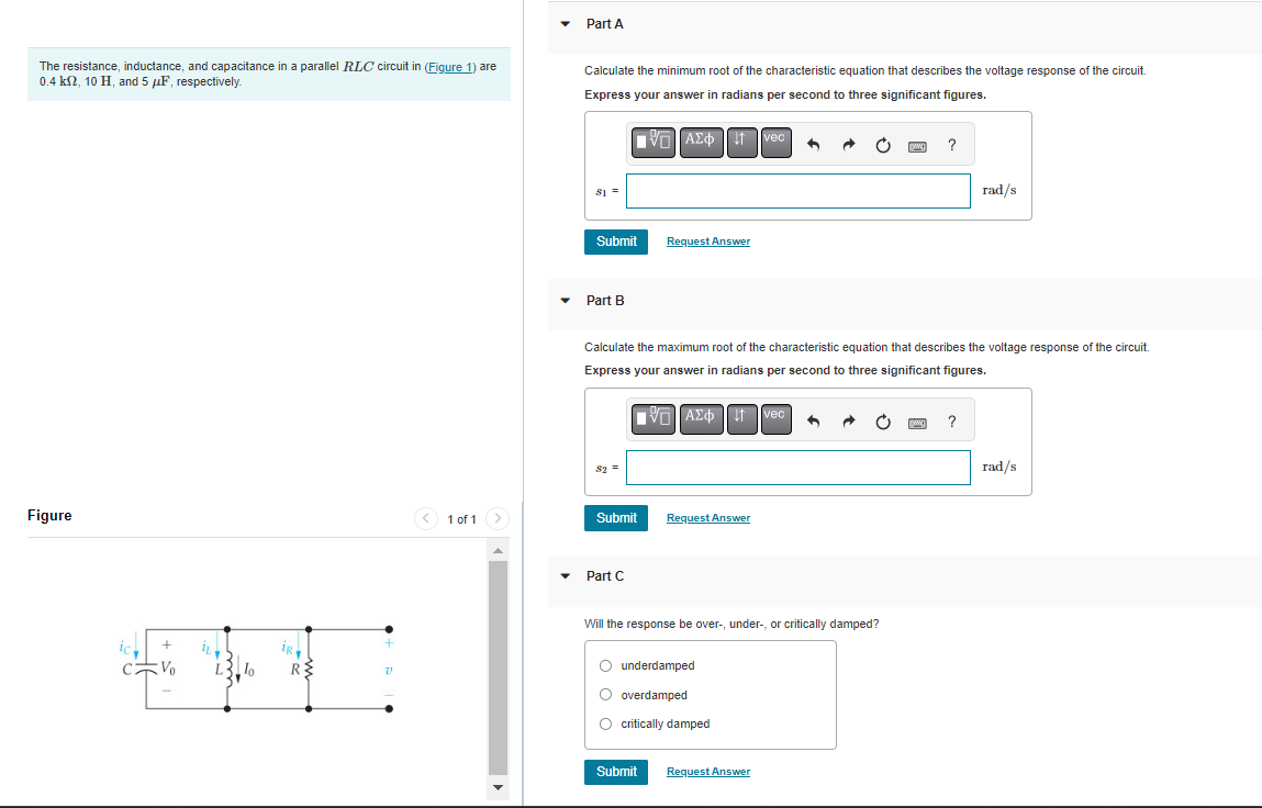Solved The resistance, inductance, and capacitance in a