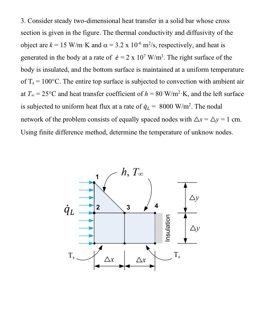 Solved 3. Consider steady two-dimensional heat transfer in a | Chegg.com