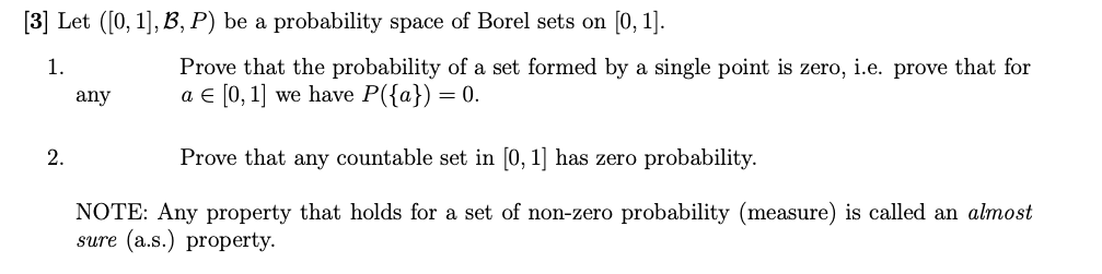 Solved [3] Let ([0, 1],B, P) be a probability space of Borel | Chegg.com