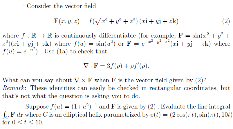 Solved Consider The Vector Field F X Y Z F V X2 Y2