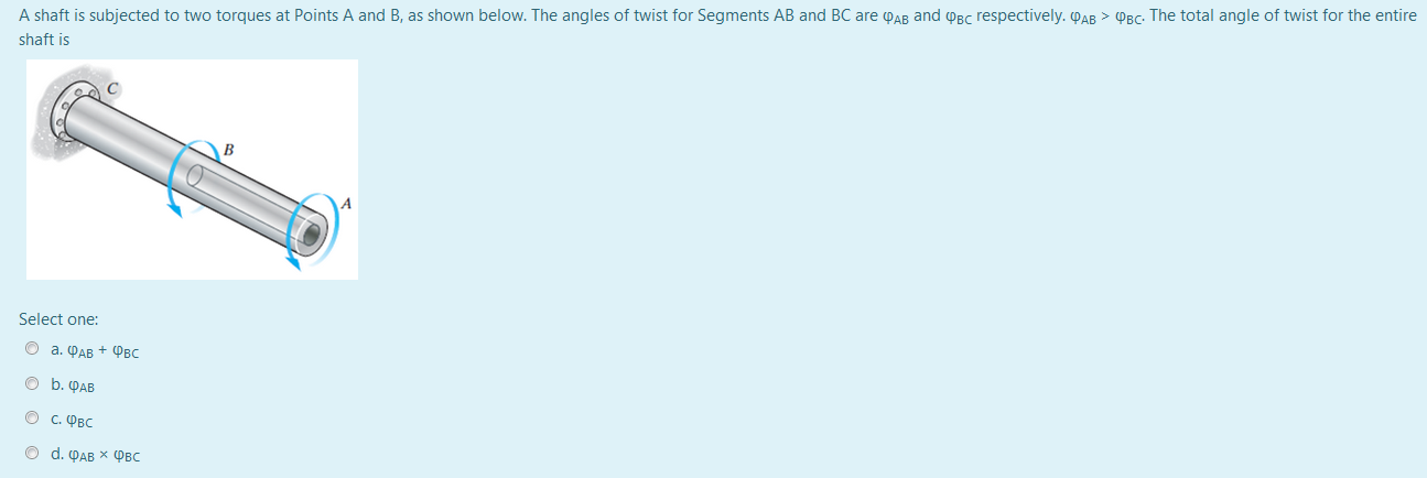 Solved A shaft is subjected to two torques at Points A and | Chegg.com