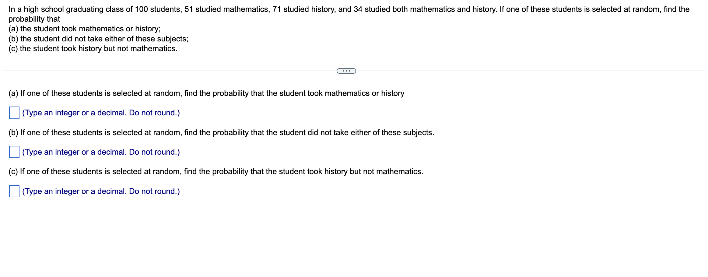 Solved In A High School Graduating Class Of 100 Students, 51 | Chegg.com