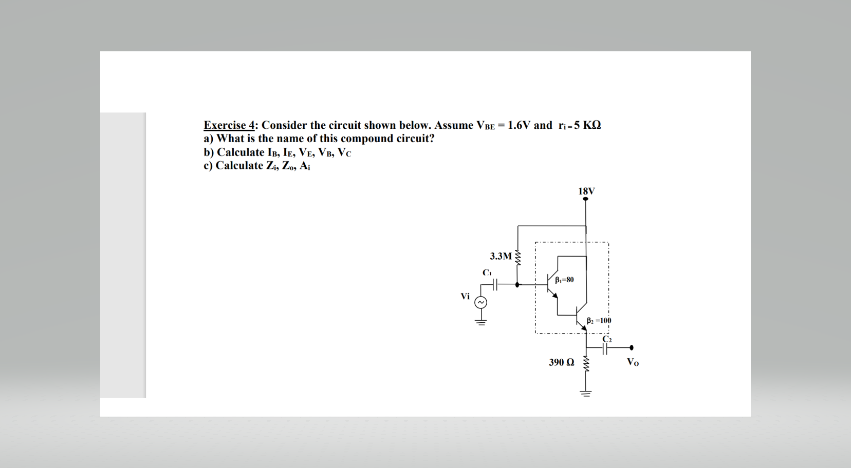 Solved Exercise 4: Consider the circuit shown below. Assume | Chegg.com