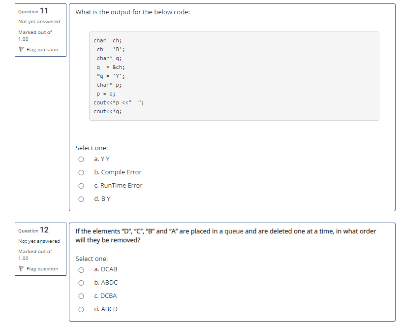Solved Question 11 What is the output for the below code: | Chegg.com