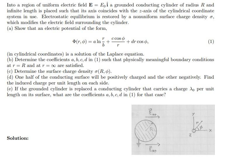 Solved Into a region of uniform electric field E=E0i^ a | Chegg.com