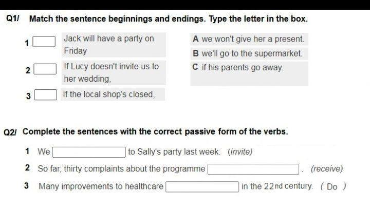 Solved Q11 Match the sentence beginnings and endings. Type | Chegg.com