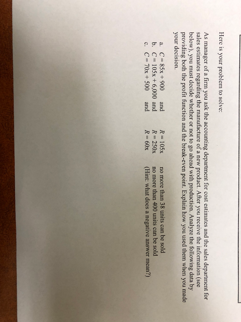 Solved Here is your problem to solve As manager of a firm | Chegg.com
