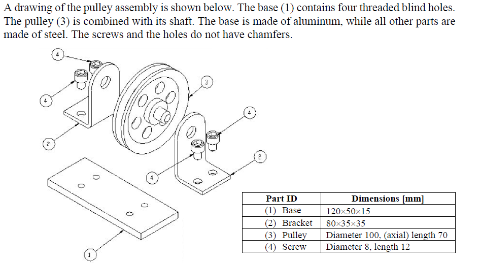 Solved A drawing of the pulley assembly is shown below. The | Chegg.com
