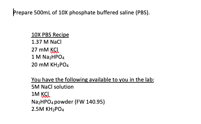 Solved Prepare 500ml Of 10x Phosp