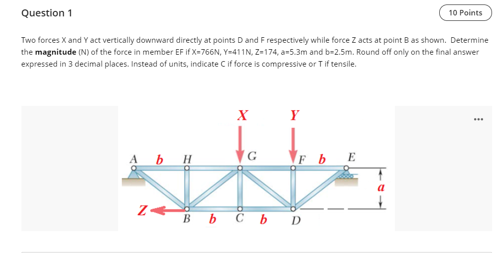 Solved Question 1 10 Points Two Forces X And Y Act 