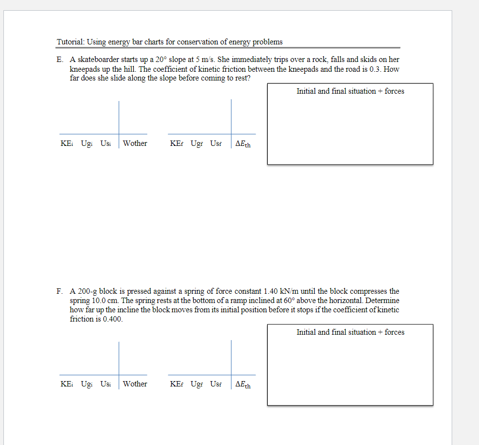 Solved Tutorial Using energy bar charts for conservation of