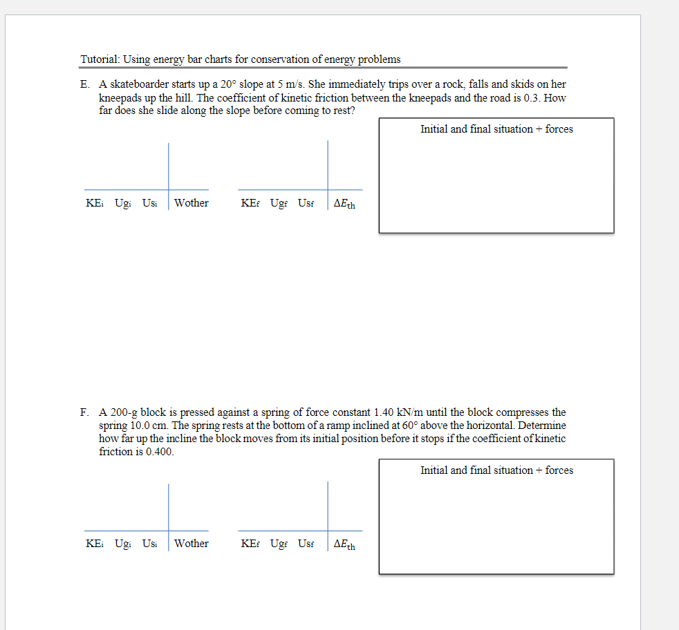 Solved Tutorial Using Energy Bar Charts For Conservation Of 7563