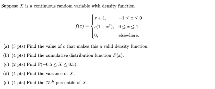 Solved Suppose X is a continuous random variable with | Chegg.com