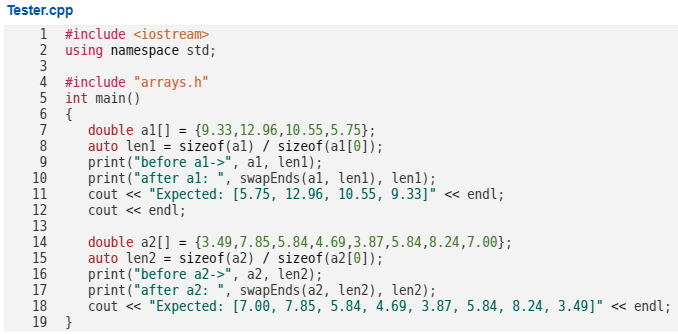 Solved Write The Function SwapEnds Which Swaps The First | Chegg.com