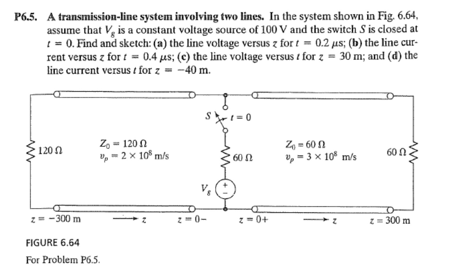 Solved 6.5. A transmission-line system involving two lines. | Chegg.com