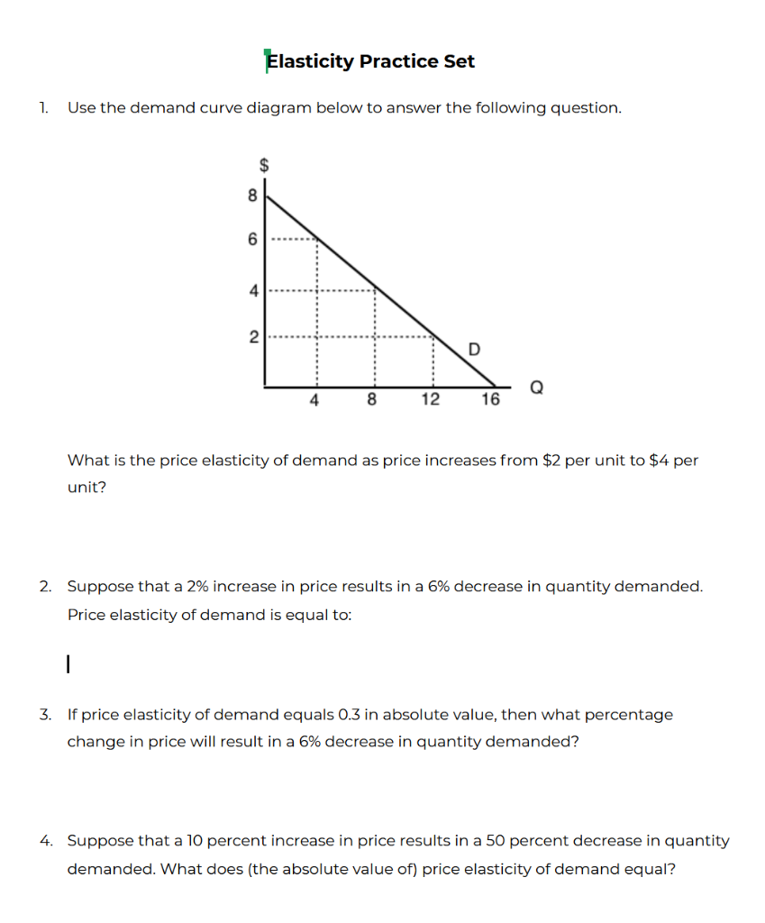 solved problems on elasticity of demand