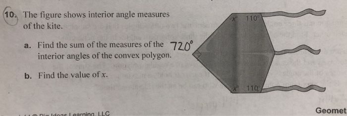Solved 10 The figure shows interior angle measures 110° of | Chegg.com