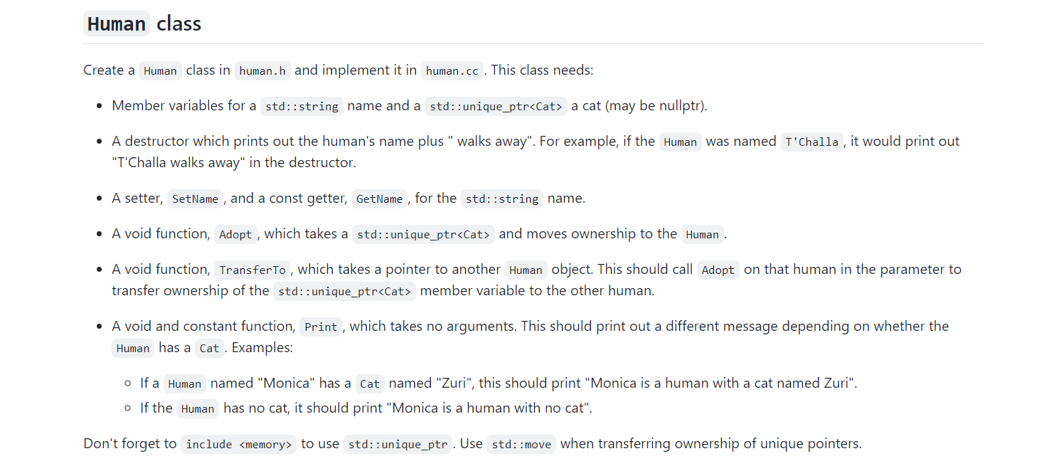 Solved C++ program using std please A Cat class and a Human | Chegg.com