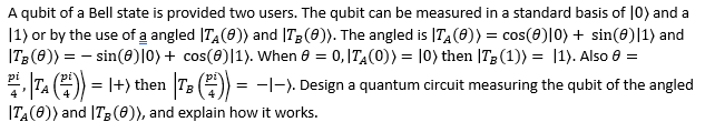 Solved A qubit of a Bell state is provided two users. The | Chegg.com