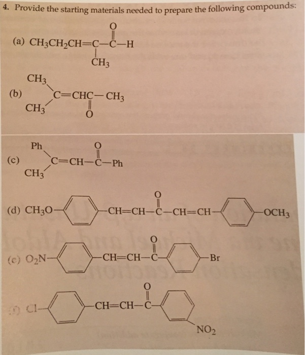 Solved Provide the starting materials needed to prepare the | Chegg.com