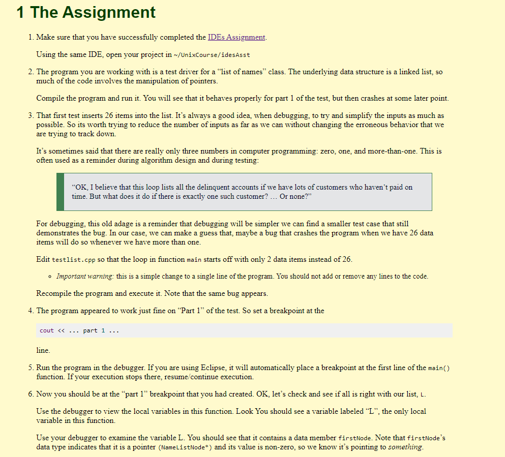 1 The Assignment 1. Make Sure That You Have | Chegg.com