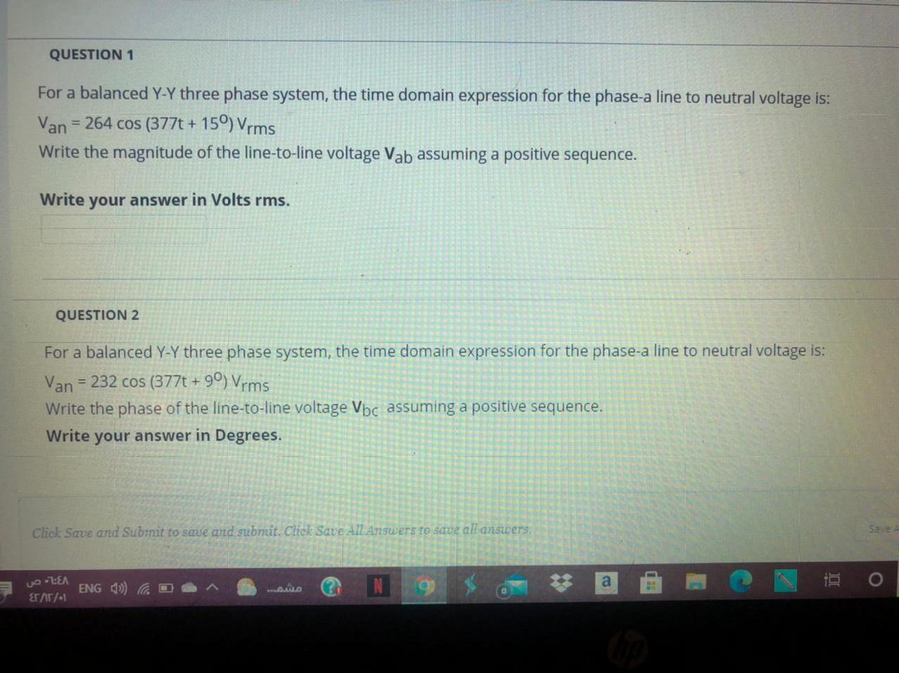 Solved QUESTION 1 For a balanced Y-Y three phase system, the | Chegg.com