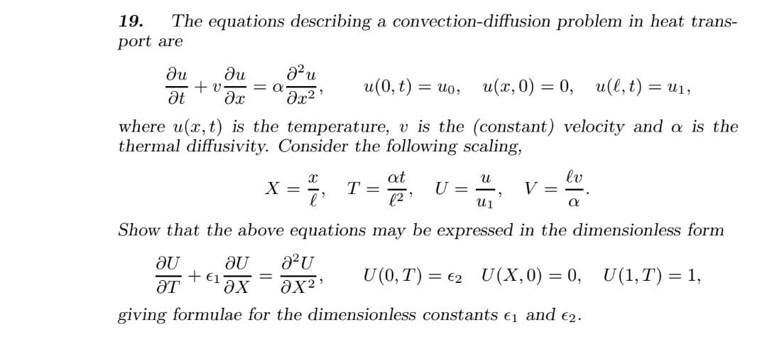 Solved 19. The equations describing a convection-diffusion | Chegg.com