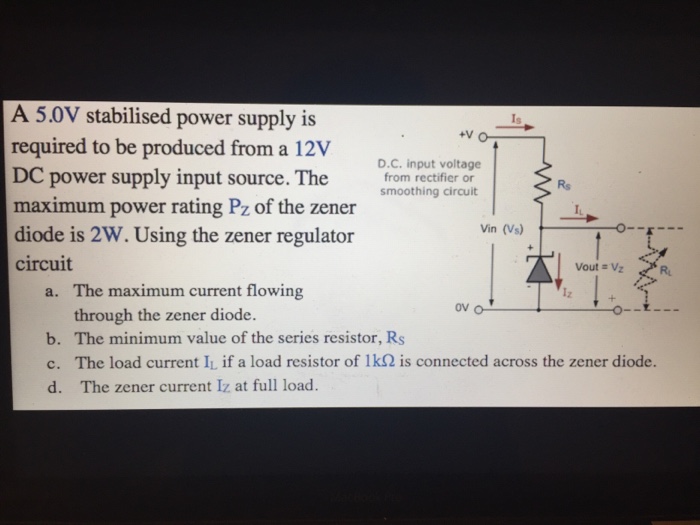 Solved A 5.0V stabilised power supply is required to be | Chegg.com