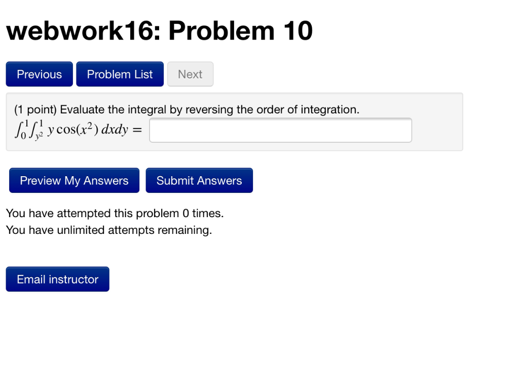 Solved webwork16: Problem 10 Previous Problem List Next 1 | Chegg.com