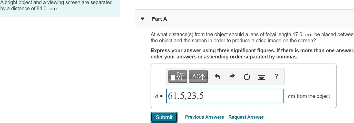 Solved A bright object and a viewing screen are separated by | Chegg.com