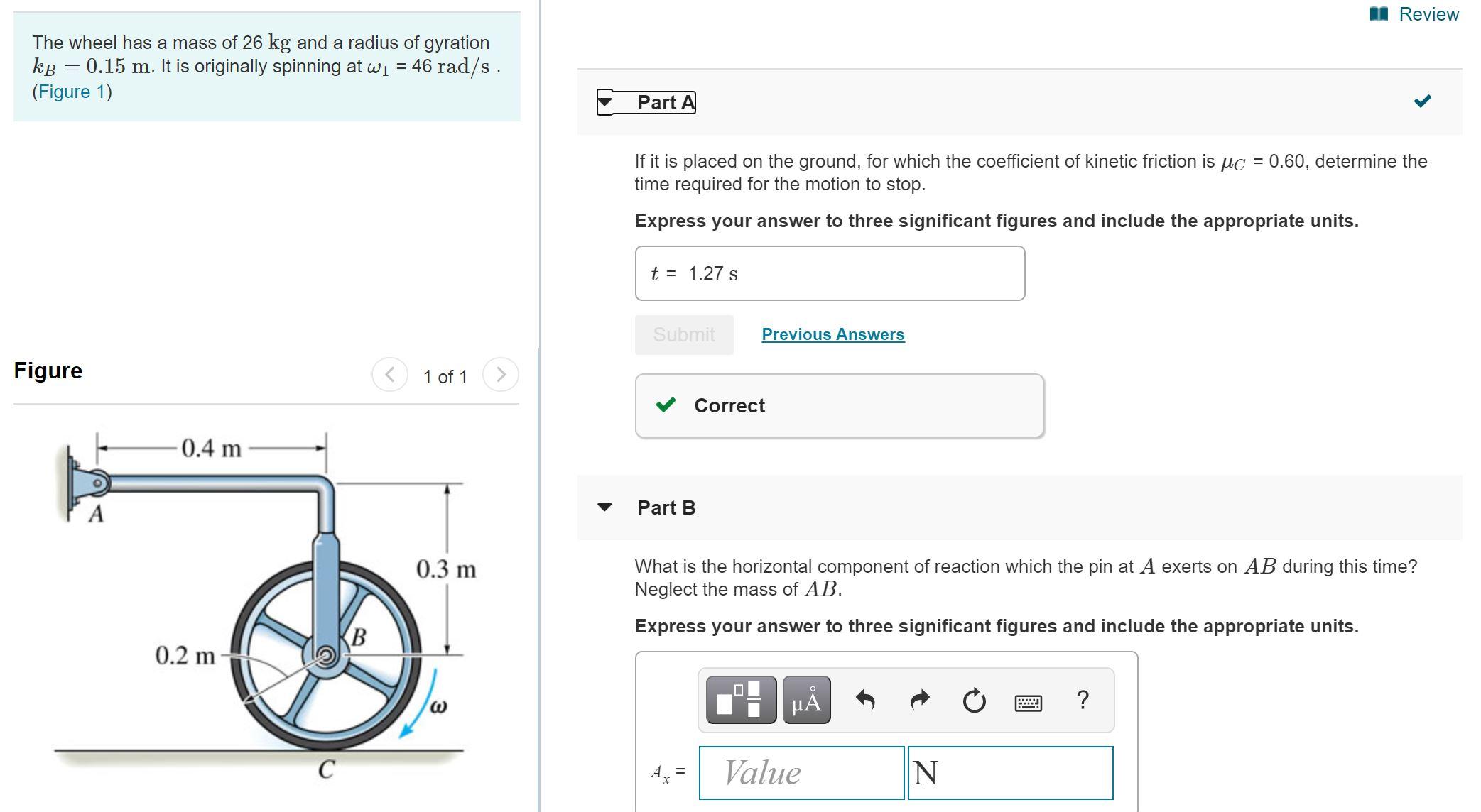 Solved I Review The wheel has a mass of 26 kg and a radius | Chegg.com