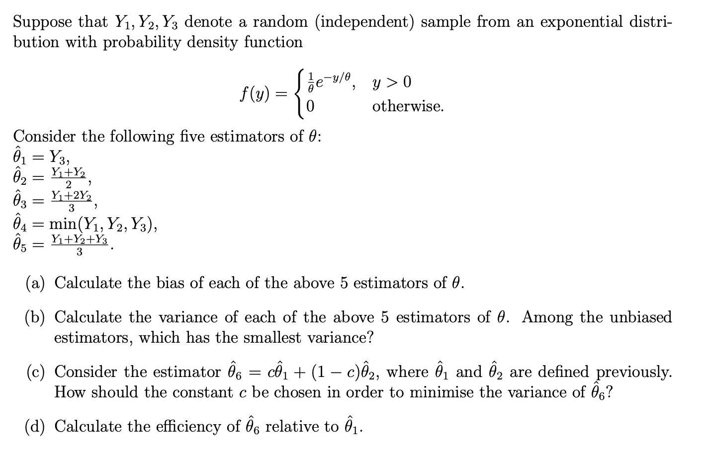 Solved Suppose That Y1,y2,y3 Denote A Random (independent) 