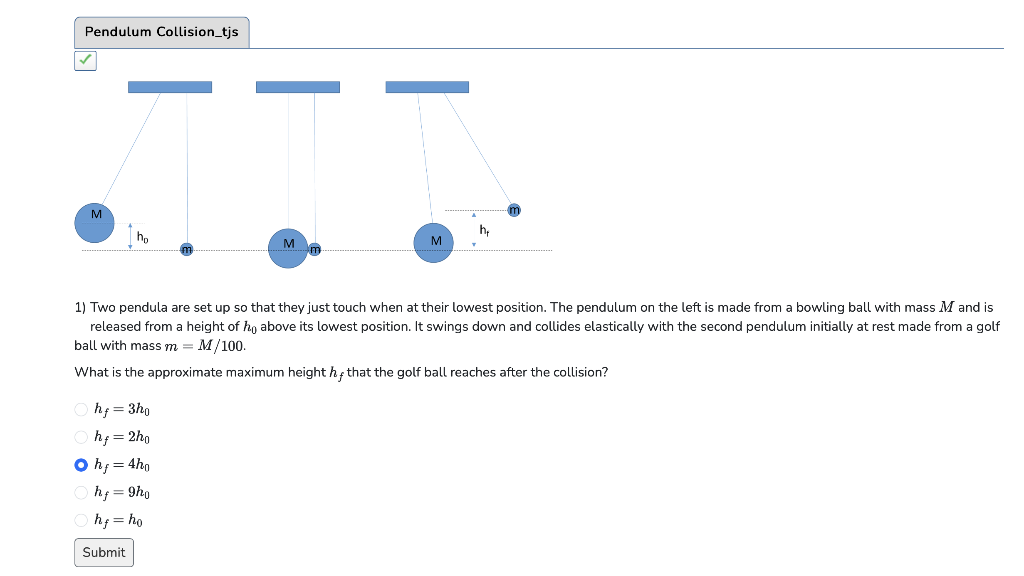 Solved 1) Two pendula are set up so that they just touch | Chegg.com