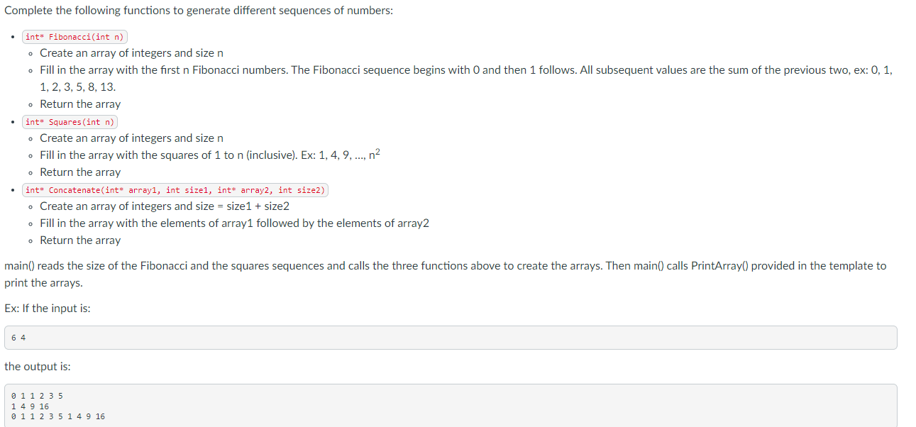 Solved Complete The Following Functions To Generate | Chegg.com