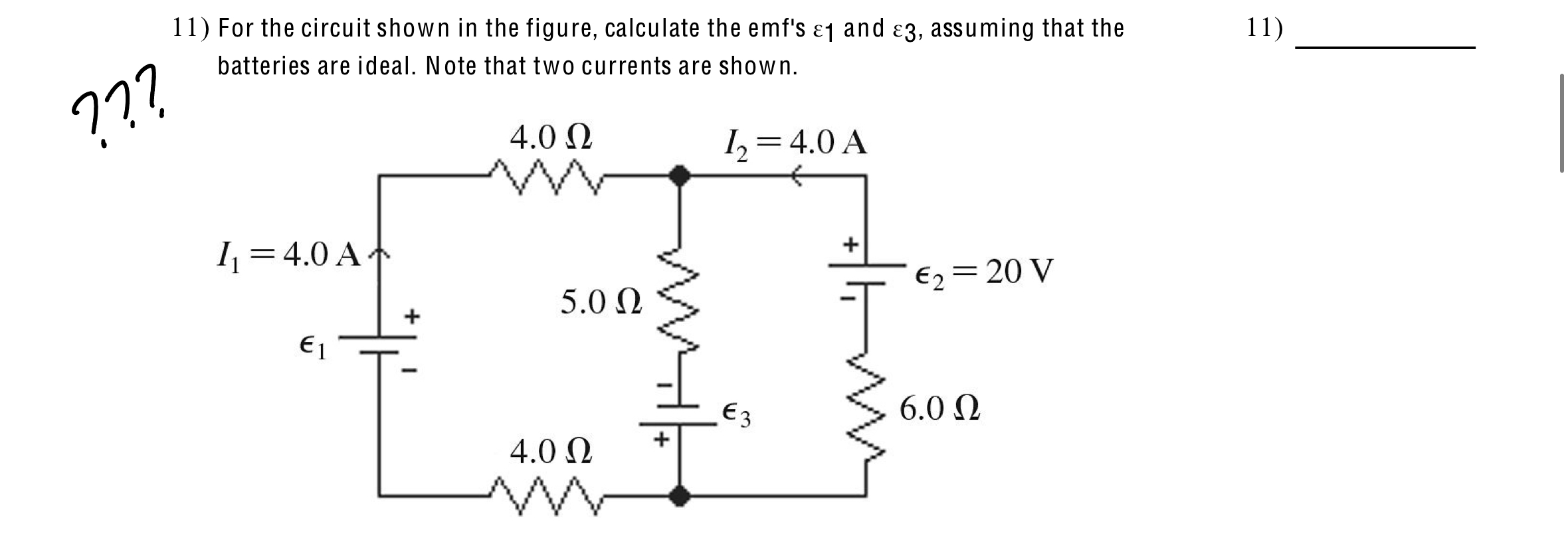 Solved 10) If 1.5 A flows through R2, what is the emf V of | Chegg.com