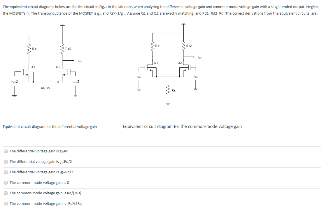Solved The equivalent circuit diagrams below are for the | Chegg.com