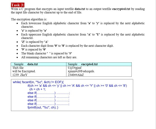 Solved Task 3: Write A C Program That Encrypts An Input | Chegg.com