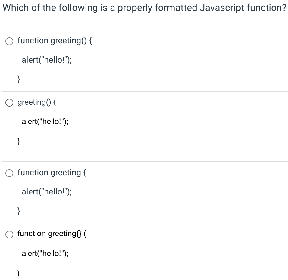Solved Which of the following is a properly formatted | Chegg.com