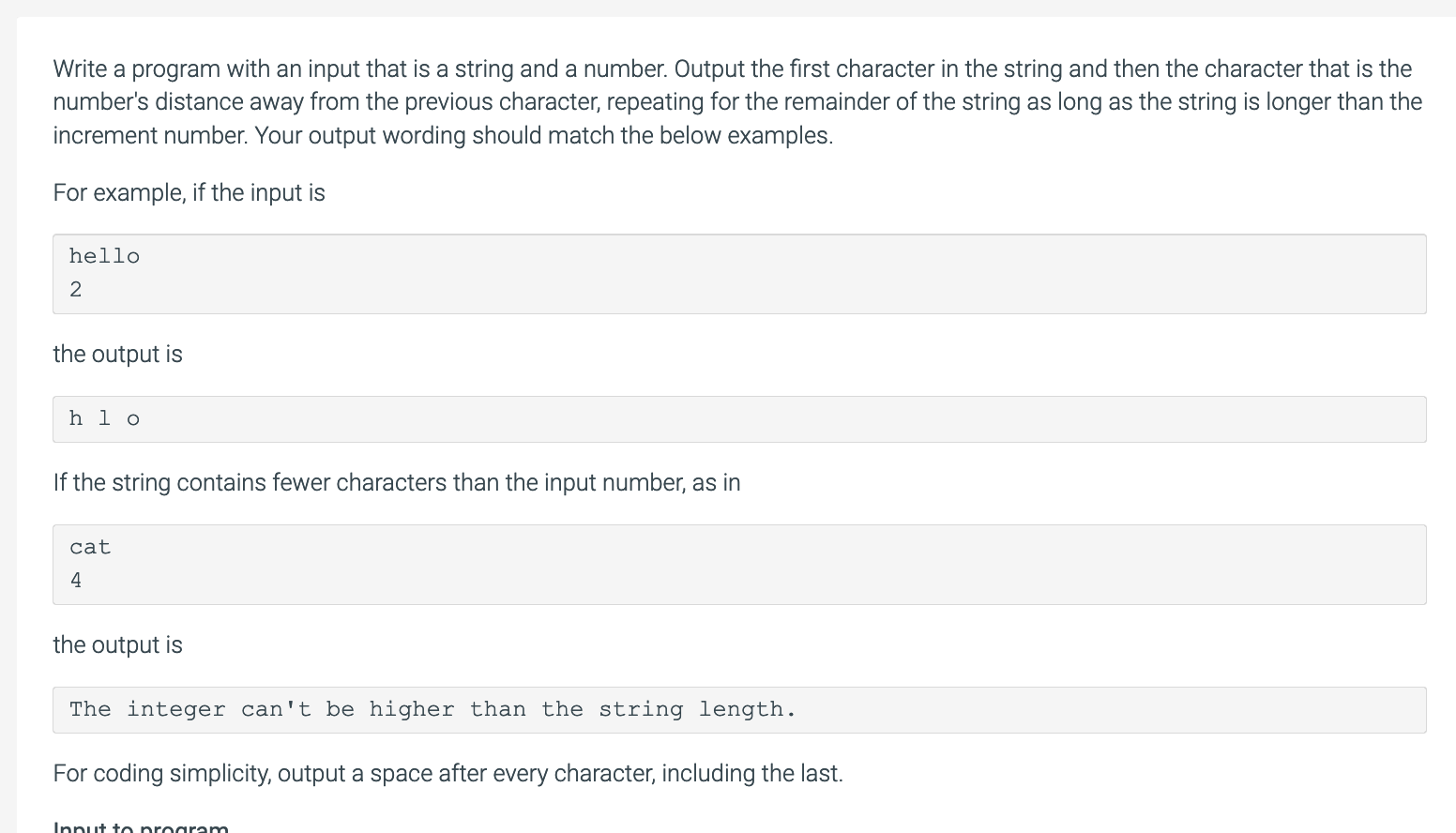 Solved Write a program with an input that is a string and a | Chegg.com