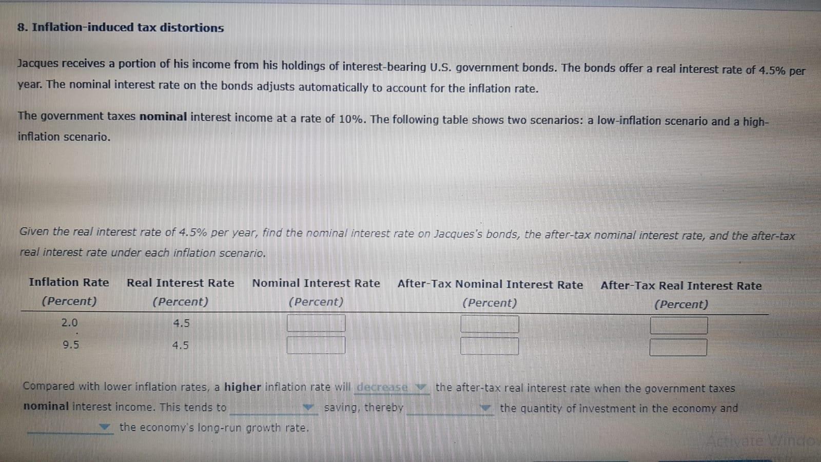 Solved Inflation Induced Tax Distortions Jacques Receives Chegg Com