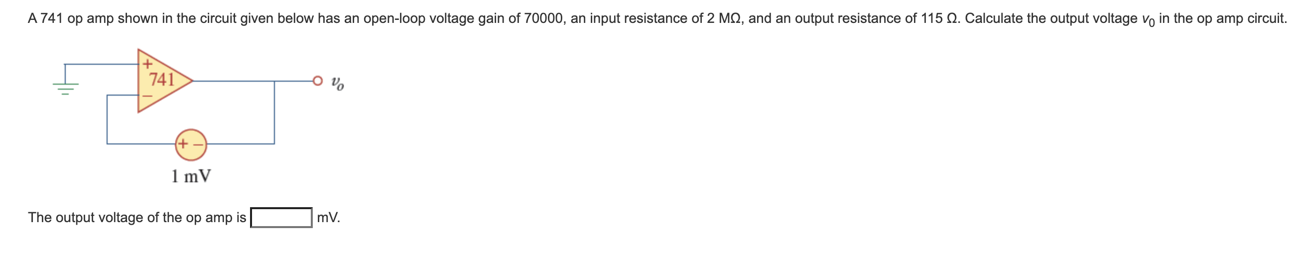 Solved A 741 op amp shown in the circuit given below has an | Chegg.com