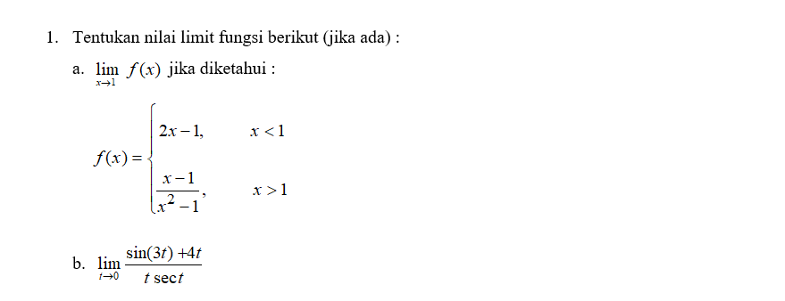 Solved 1 Tentukan Nilai Limit Fungsi Berikut Jika Ada Chegg Com